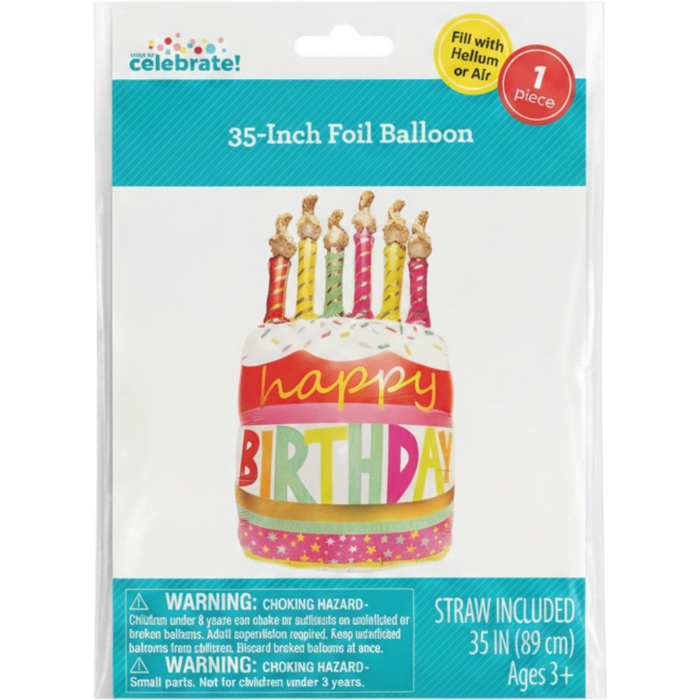 Happy Birthday Cake Foil Balloon Way To Celebrate 35-Inch Multicolor